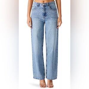 Steve Madden Taylor High Rise Crystal Embellished Straight Leg Jeans Sz 31. New.